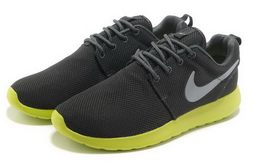 Mens Nike Roshe Run Coal Black Green Best Price